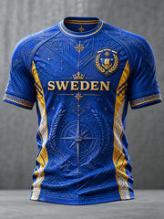 Men's Sweden Football Printed T-Shirt