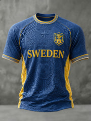 Men's Sweden Football Printed T-Shirt