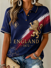 Women's UK Football Lover England Printed polo T-shirt