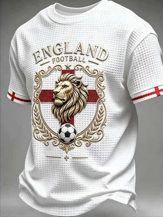 Men's UK Football Lover England Printed Waffle Short Sleeve
