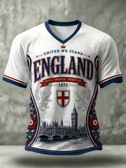 Men's Gift For Football Fans Print Casual V-neck T-shirt