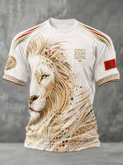 Men's 2026 Morocco Football Lion Print T-shirt