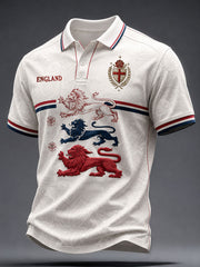 Men's England Football Lover Lions Roses Art Printed Casual Tops