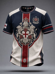 Men's England Football Lover Lions Roses Art Printed T-shirt