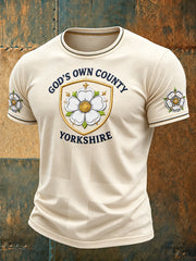 Men's Yorkshire Day White Roses Art Printed T-shirt