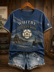 Women's Yorkshire Day White Roses Art Printed T-shirt