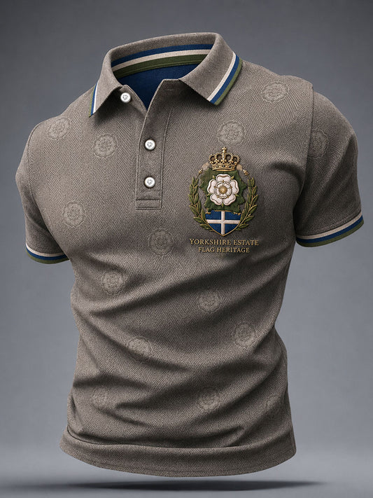 Men's Yorkshire Day White Roses Art Printed Casual Tops