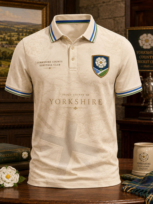 Men's Yorkshire Day White Roses Art Printed Casual Tops