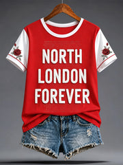 Women's UK London Football Lover Roses Art Printed T-shirt