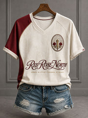 Women's UK London Football Lover Roses Art Printed T-shirt
