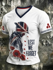 Men's Lest We Forget Printed V-neck T-shirt