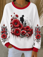 Women's Remembrance Day Ribbed Round-Neck Sweatshirt