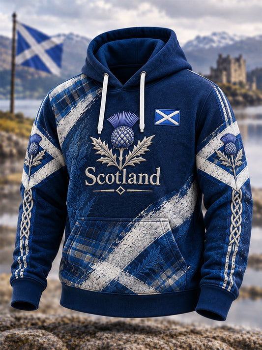 Men's St. Andrew's Day Print Oversized Drop-Shoulder Hoodie with Pockets