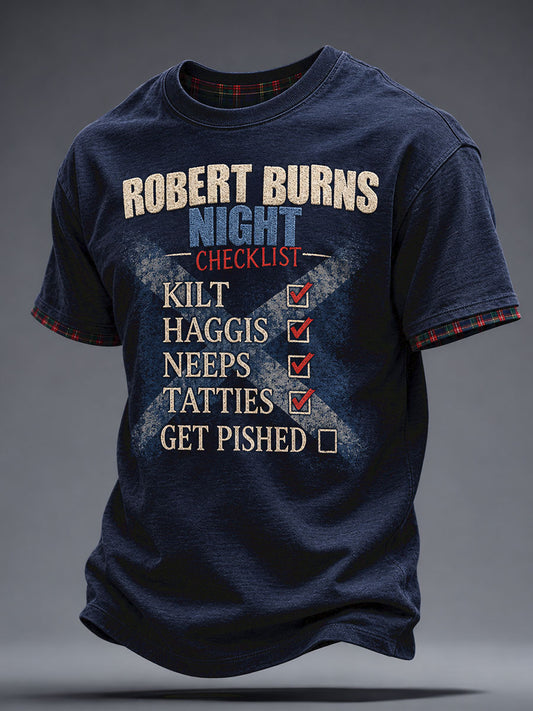 Men's Scotland Burns Night Art Printed T-Shirt