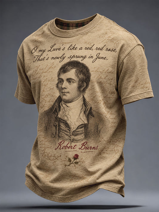 Men's Scotland Burns Night Art Printed T-Shirt