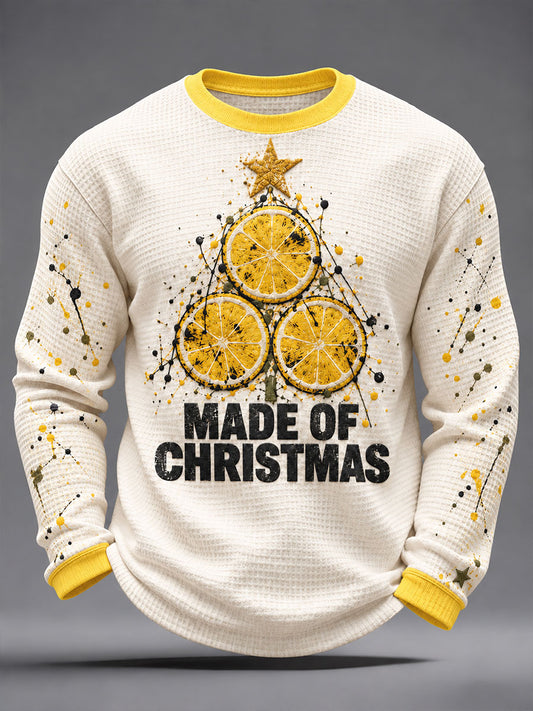 Men's UK Music Lover Christmas Art Printed Waffle Tops