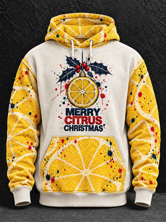 Men's UK Music Lover Christmas Art Printed Hoodie