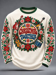 Men's UK Music Lover Christmas Art Printed Waffle Tops